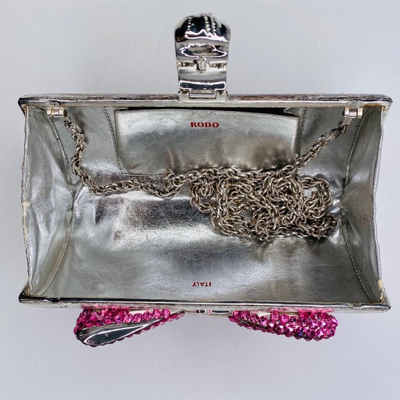RODO Italy Brushed Metal Bow Evening Purse - Picture 5 of 10